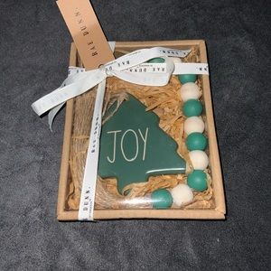 Rae Dunn JOY home beads with ceramic tree ornament charm garland